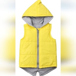 Yellow jacket sleeveless vest warm waistcoat outerwear dinosaur toddler 1-2 yr